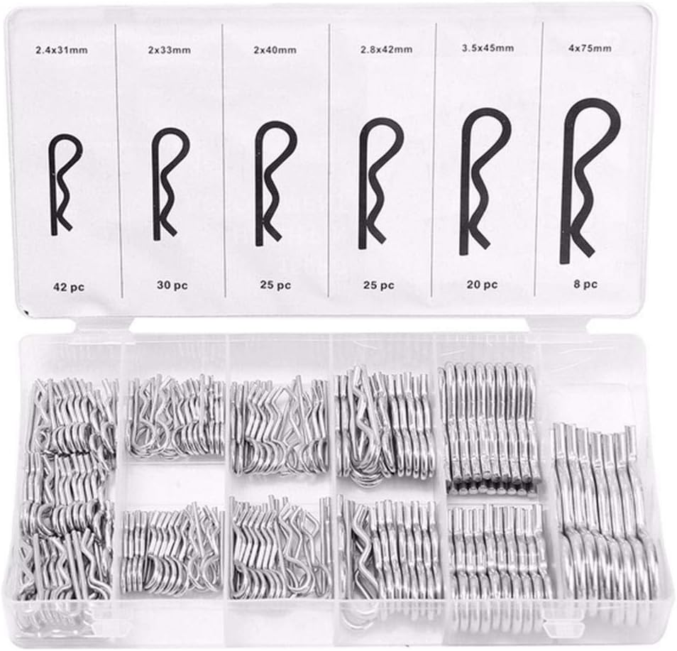 Dpolrs 180PCS R-shaped Heavey Duty Zinc Plated Hair Pin Cotter R Clip Pin Hitch Tractor Lawn Mpver Pins