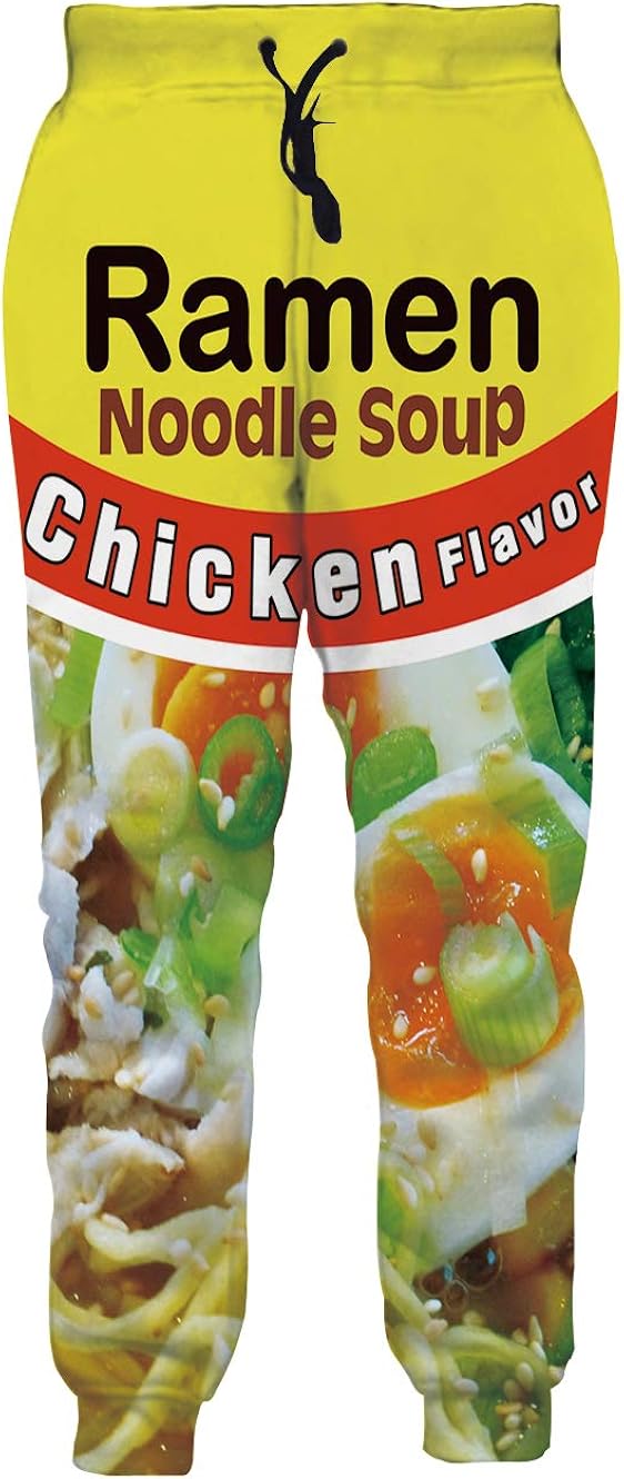 SKYRAINBOW Unisex Joggers 3D Novelty Ramen Pants Noodle Soup Gym Jogging Trouser with Pocket at  Men’s Clothing store