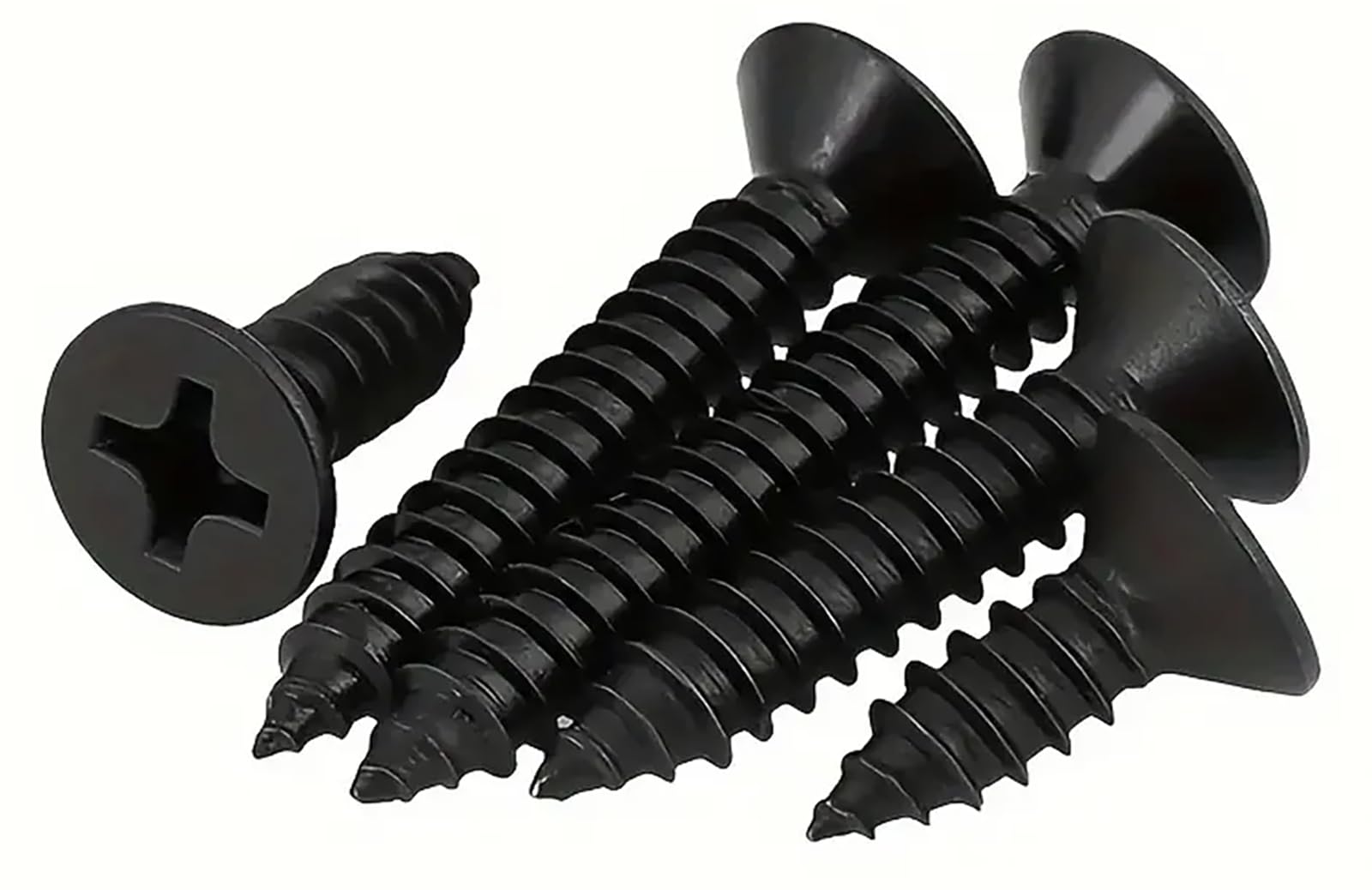 EBAIJQUO M4*30mm Phillips Flat Head Wood Screws Black Xylan Coated Carbon Steel Self-Tapping Screws Full Thread for Wood/Sheet-Metal/plasterboard(60pcs)