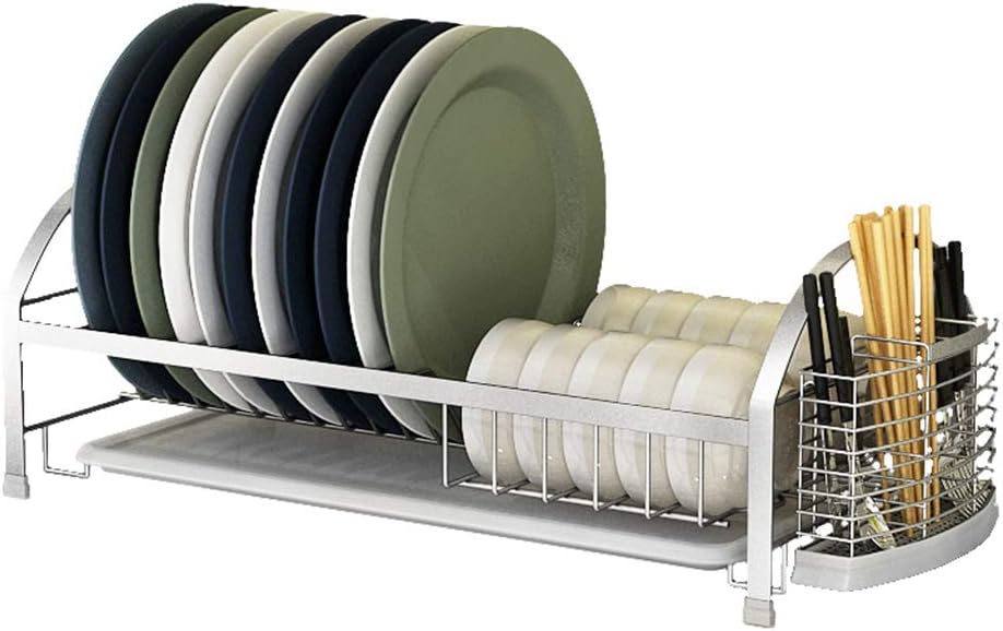Vertical Dish Rack with Drip Tray, Stainless Steel Cutlery