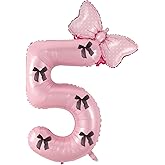 Happy Birthday Number Balloon Set Number decoration supplies Birthday Number Balloon Decoration (Pink black number 5)