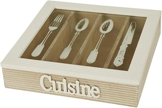 LORENZON Caja para Cubiertos de Madera con Tapa de Cocina – 4 plazas: Amazon.es: Hogar