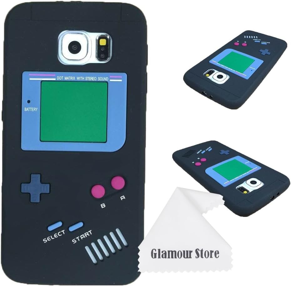 Samsung Galaxy S6 Case,Retro 3D Game Boy Gameboy Design Style Soft Silicone Cover Case for Samsung Galaxy S6+ Free Cleaning Cloth As a Gift,Not Fit for Samsung Galaxy S6 Edge (Black)