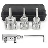 5 pcs Integrated Internal &amp; External Pipe Threading Tool Kit with 1/2" 3/4" 1" Dies, Broken Bolt/Stripped Screw Extractor, 40Cr Steel Portable Set with Case for Plumbing, Electric Drill Compatible
