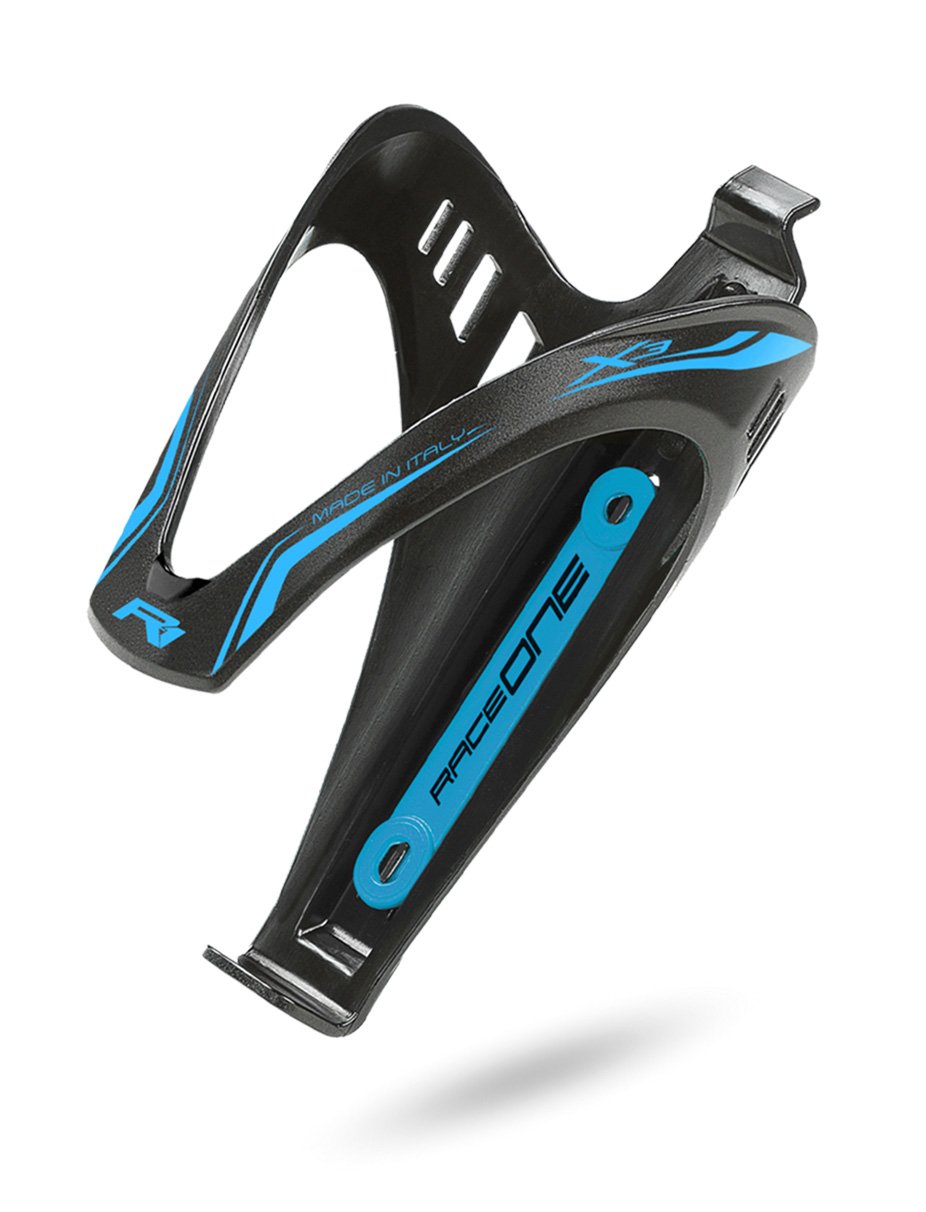 RaceOne - X3 Water Bottle Cage for Bicycle Bottles in Black/Sky Blue