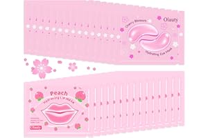 SULILY Pink Lip Mask & Under Eye Patches, Eye Mask for Fine Lines with Collagen, Puffiness and Dark Circles & Wrinkles, Pink Bulk Gifts, Christmas Gifts & Stocking Stuffers for Teens,Skincare,30 Pairs