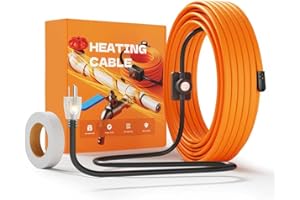 SOTISI Heat Tape for Water Pipes with Thermostat, Anti-Freeze, Electric Heat Tape, Keeps Water Flowing at -22℉/-30℃, 3FT, Orange, UL&ETL Listed 120V