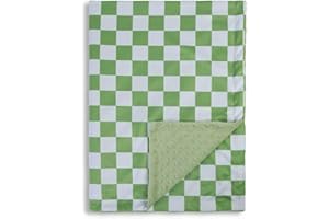 Donsonny Checkered Baby Blanket for Boys Soft Blankets with 3D Waffle Blanket, Warmer Comfort Reversible Lightweight Bed Blanket for Toddlers Infant or Newborn 28 x 40 Inch (Grass Green)