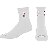 For Bare Feet NBA CLASSIC LOGOMAN Quarter Sock, White, Size Large