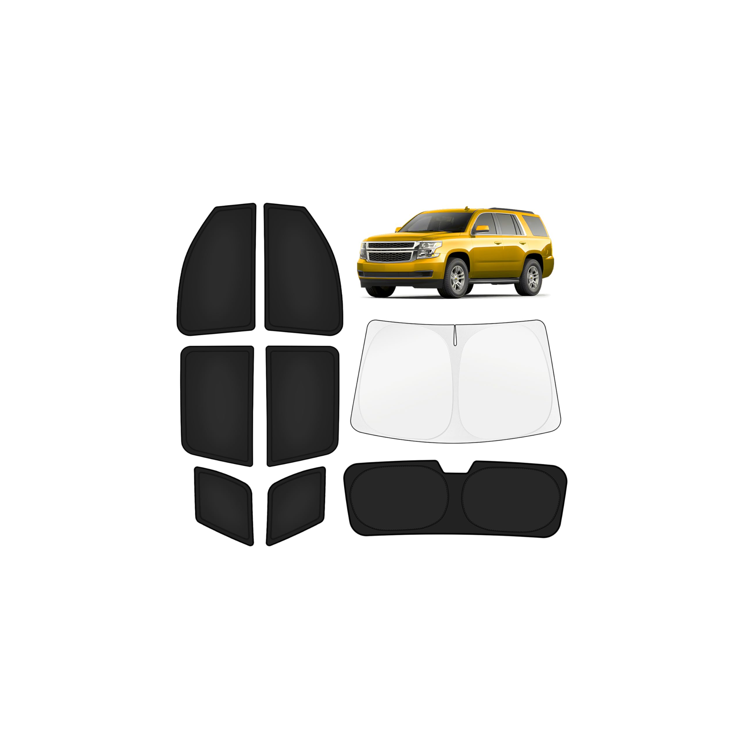 Photo 1 of KUST Car Window Shades for Chevy Tahoe 2015-2020 Windshield Sun Shade Side Window Cover UV Block Privacy Protection Tahoe Accessories Foldable Front Rear Full Set 8PCS