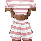 Kistore Summer 2 Piece Pajamas Sets Short Sleeve Sleepwear Pjs Lounge Split Short Sets