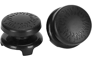 ASHATA 2Pcs Thumbstick Extender for Game Consoles, 3D Texture Thumb Grip Stick Joystick Thumbstick for 5 Controller (Black)