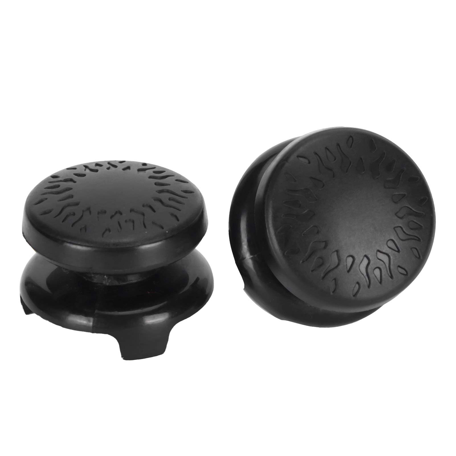ASHATA 2Pcs Thumbstick Extender for Game Consoles, 3D Texture Thumb Grip Stick Joystick Thumbstick for 5 Controller (Black)