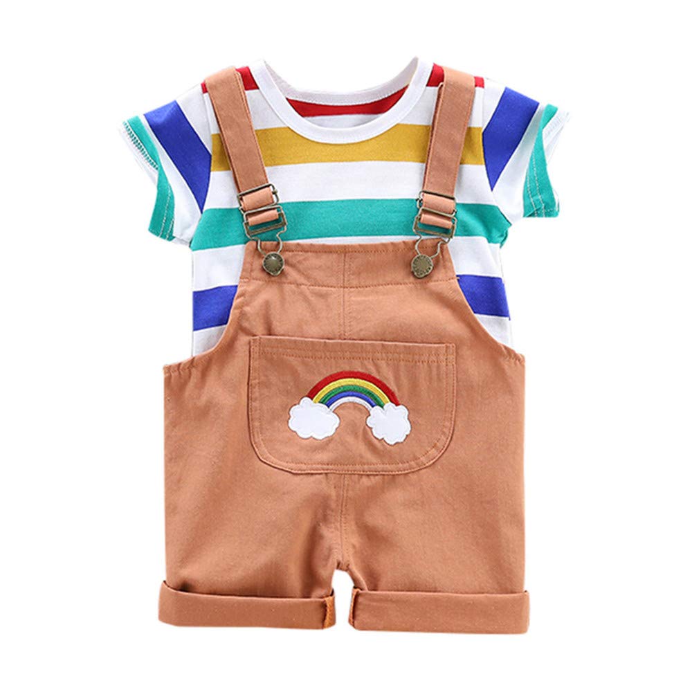 Correas Pantalones Cortos Conjunto de ropa/2pc Verano Tops Original T-Shirt  FELZ Ropa Bebe Niño Niña Verano Recién Nacido 6 Meses a 3 Años Camiseta  Estampada Raya Arcoiris de Manga Corta Camisas Bebé