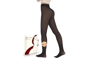 iceROSE Fleece Lined Tights Women - Sheer Black Thermal Leggings Thick Warm Pantyhose Fake Translucent Dress for Cold Winter