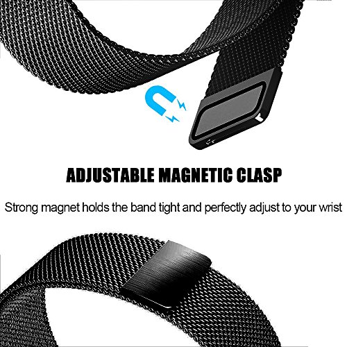 Fitbit Ionic Smart Strap Product Men's & Women's Complete Magnetic Closure Retainer Ring Milan Stainless Steel Metal Ion Sport Belt Fitbit Ion Smartwatch Accessory Black - Thumbnail 4