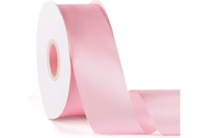 BOMYBAW Double Faced Solid Color Baby Pink Satin Ribbon 2" X 50 Yards Continuous, High Density Polyester Ribbon for Gifts Wrapping, Wedding, Party, Crafts, Hair Bows, Flowers, Home DIY Decor