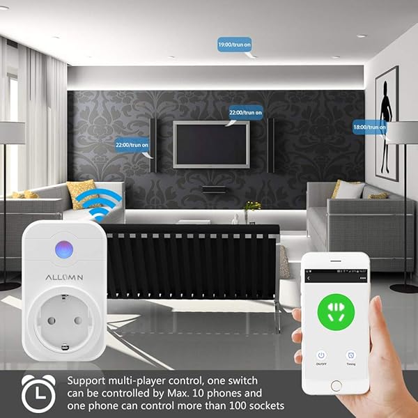 CAMPSLE Inalmbrico 2000W WiFi Smart Socket Salida inteligente Control remoto mvil Soporte Alexa Control de vozFuncin de temporizador Enchufe de la UE para Android iOS Smartphone