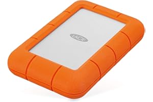 LaCie Rugged Mini, 5T,B USB 3.0 Portable 2.5 inch External Hard Drive for PC and Mac, Orange/Grey, with Rescue Services (STJJ5000400)