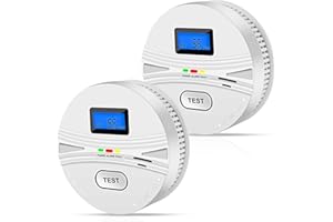 LEMONTAIL 2 Pack Smoke and Carbon Monoxide Detector,Smoke Detector Carbon Monoxide Detector Combo with Batteries,Fire Alarm Smoke Detector with Test Button and Digital Display