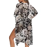 Irisjudy Women Beach Cover Up Cardigans Chiffon Open Front Kimono, Cute Fruits Loose Bathing Suit Cover Ups Wraps