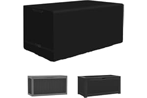Kovshuiwe Deck Box Cover, 100 Gallon Deck Storage Box Bin Cover Keeping for Rectangular Resin Storage Box, 600D Waterproof Patio Deck Bin Container Boxes Covers Black(50" L x 24" W x 24" H)