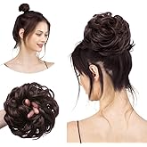 CJL HAIR Large Messy Bun Hair Piece Wavy Curly Scrunchies Synthetic Chignon Ponytail Hair Extensions Thick Updo Hairpieces for Women Chocolate Brown