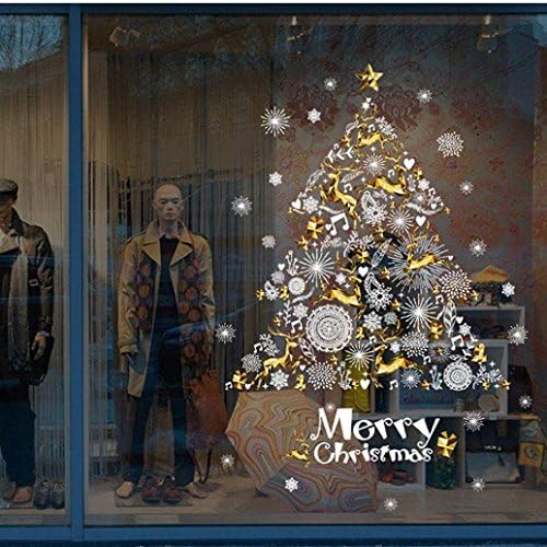 Christmas Tree Deer Window Clings Decorations, COOL99 Decorate and Removable Wall Décor Decorative Painting Supplies &amp; Wall Treatments Waterproof Stickers for Kids Living Room bedroom