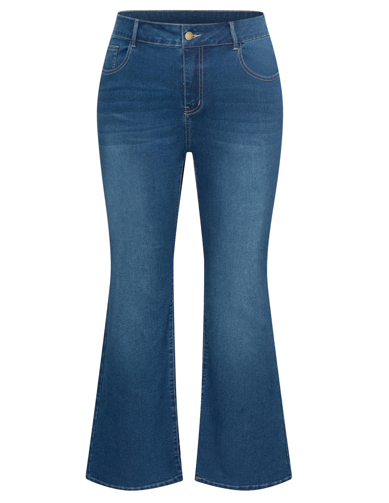 Hanna Nikole Women Plus Size Wide Flared Jeans Stretchy Denim Jeans