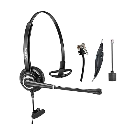 Kabelgebundenes Telefon Headset mit Noise Cancelling Mikrofon RJ9 Mono für Call Center Büros Festnetztelefone Avaya Mitel NEC