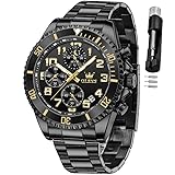 OLEVS Black Watches for Men Chronograph Luxury