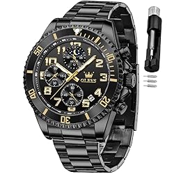 OLEVS Black Watches for Men Chronograph Luxury