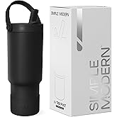 Simple Modern Trek Pivot | 24oz Kids Flip Straw Tumbler with Handle and Silicone Boot | Insulated Water Bottle Stainless Steel Cup | School Travel Jug | Midnight Black