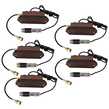 yibuy Palisander magnetisch Dual Coil Schallloch-Tonabnehmer mit Mikrofon für akustische Gitarre Set von 5