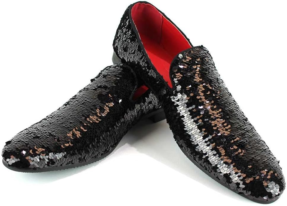 mens black sparkly loafers