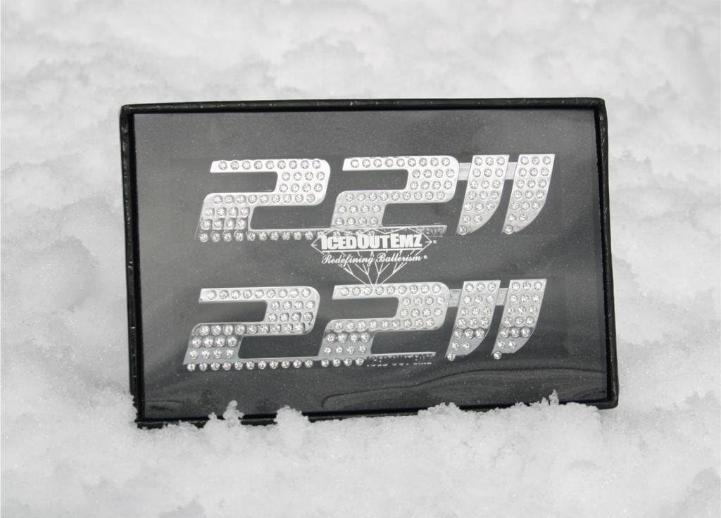 22 Inch Iced Out Emz Chrome Swarovski Emblem Wheel Badges Series II (pack of 2)