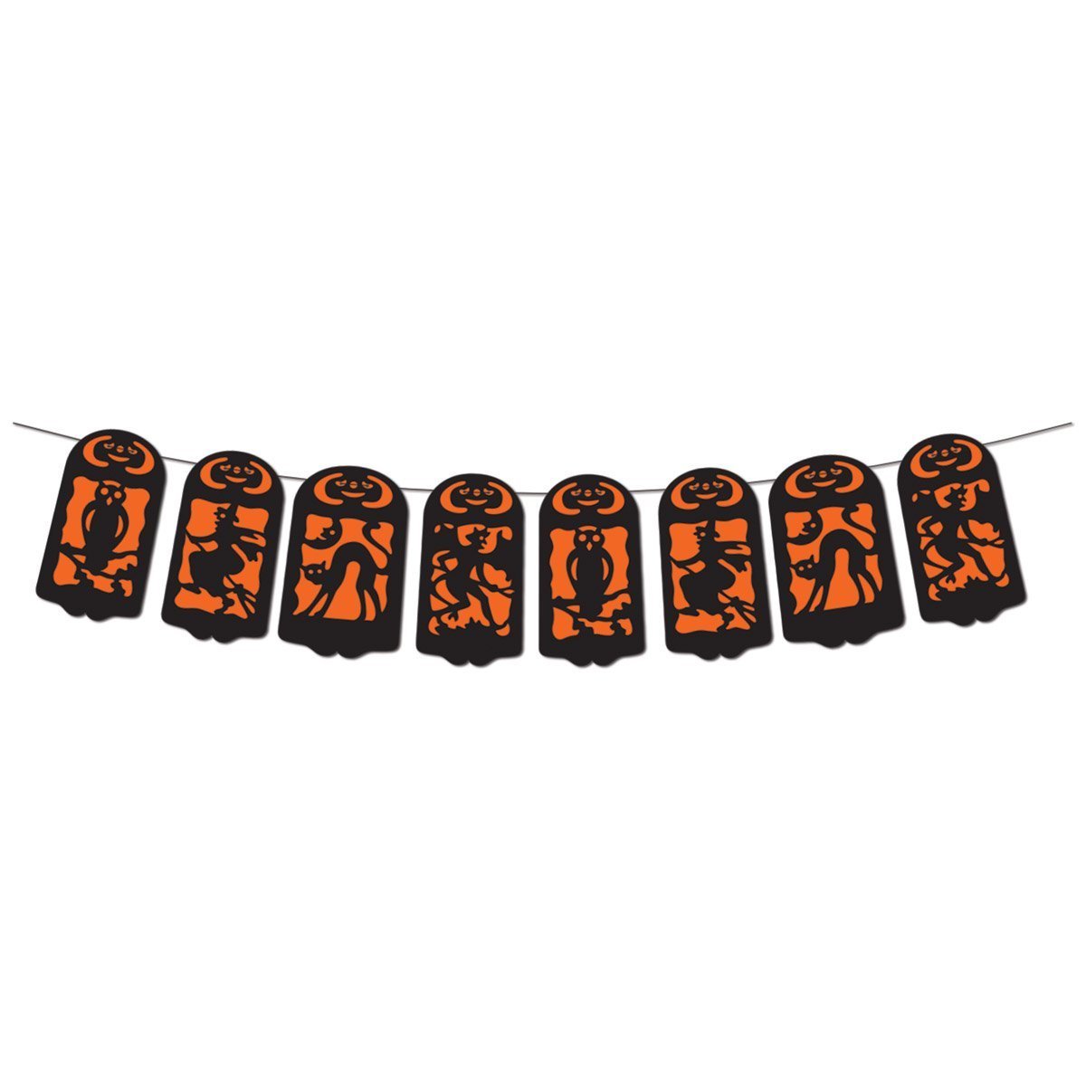 Beistle 1972 Streamer Vintage Halloween String Banner, Paper, Black/Orange
