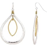 Dauplaise Jewelry Oval Orbital Teardrop Earrings - Two Tone