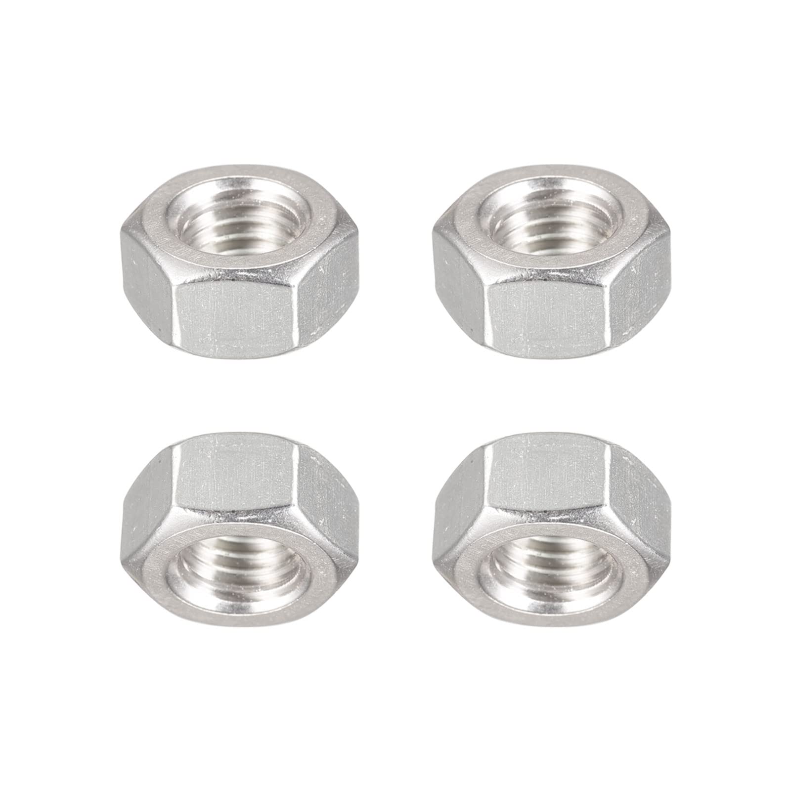 DTGN 1/2-12(UNC) Hex Nuts - 4Pack - Good for Home Garage Repair - 304 Stainless Steel Hexagonal Nuts - Silver Tone