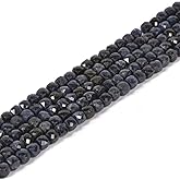 Natural Sapphire Gemstone 4mm Faceted Cube Square Loose Beads 16 Inch for DIY Jewelry Making Beads