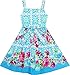 Sunny Fashion Girls Dress Sleeveless Halter Peony Flower Print Blue Pink