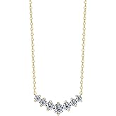 PROSTORY 7-Stone Moissanite Pendant Necklace for Women, 1.7-2.8cttw D Color Moissanite, 925 Sterling Silver Smile Necklace Adjustable Chain, Elegant Jewelry Gift for Mom or Wife