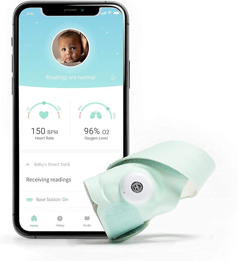 Owlet Smart Sock 3 Baby Monitor Heart Rate Oxygen Sleep Trends 0-18 Months Mint