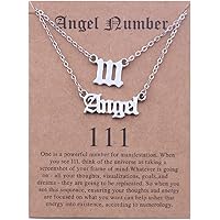 Angel Number Pendant Necklace Layered Silver Gold Chain Y Necklace Meaningful Wish Card 000 1111 111 222 333 444 555 666 777 