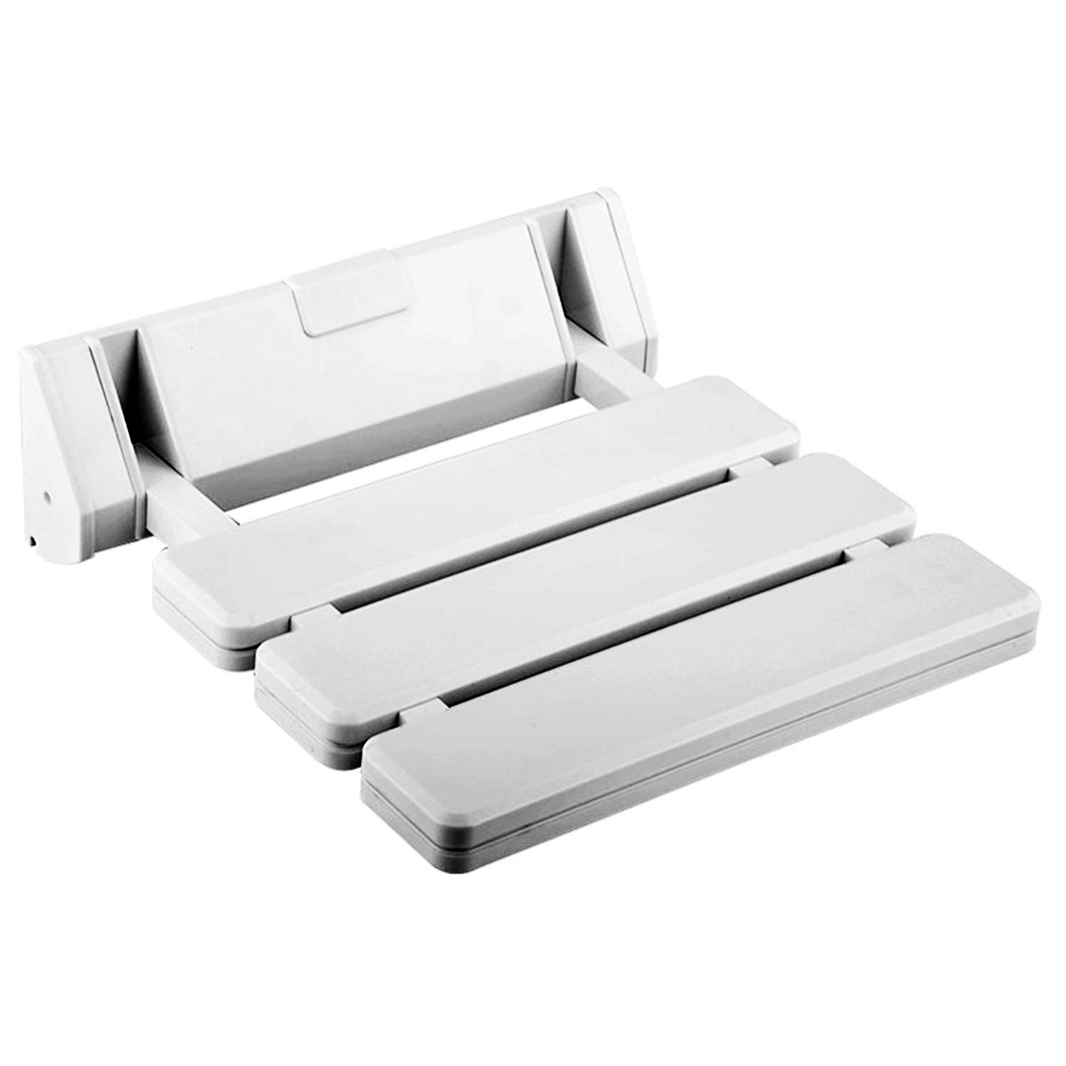 Folding Shower Seat Bathroom Drop-leaf Wall Stool (White)