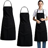 ARKBAODAN Bib Apron - Unisex Black Aprons 2 Pockets Cooking Kitchen Apron for Chef,BBQ Drawing aprons black (2 PCS)