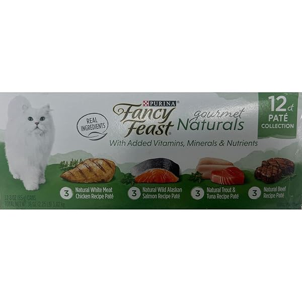 FANCY FEAST PURINA GOURMET NATURALS PATE` COLLECTION GRAIN FREE (12-3 OZ CANS)
