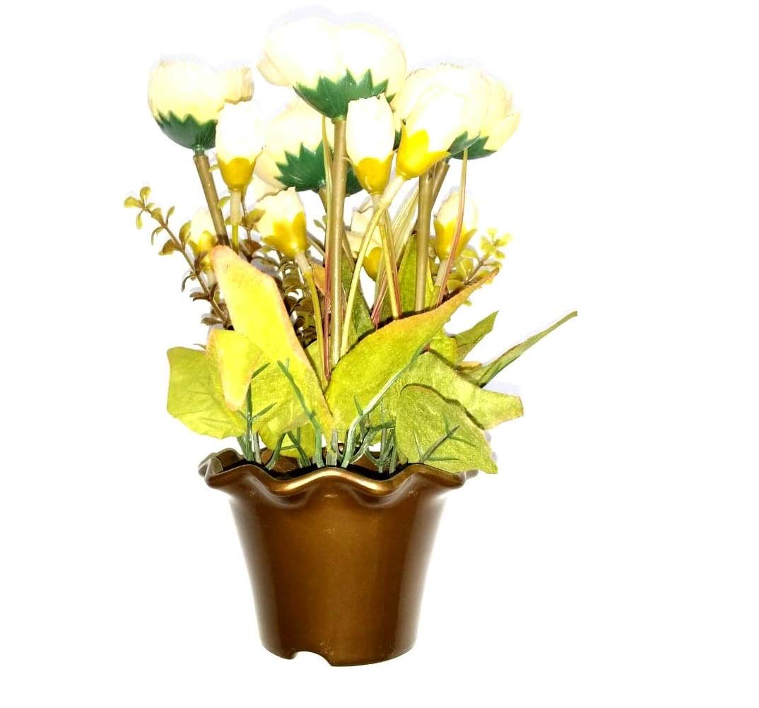 Plastic Artificial Flowers with Pot Set of 1 PCS Amazon.in