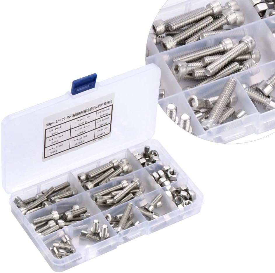 90Pcs Stainless Steel Hex Socket Screw Assortment Kit Cap Head Bolts Nuts Fastener Set for DIY Motorcycle Maintenance - Image 4