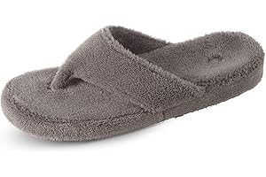 Acorn Women's Spa Thong Slippers with Cloud Contour Comfort - Arch Support and Plush Fluffy Terry Lining, Perfect for Beach, Camping, Poolside, or Bathroom Wear
